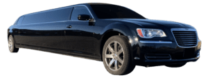 Black 10 passenger Chrysler Limousine Side View