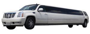 Pearl Cadillac Escalade Stretch Limo Side View