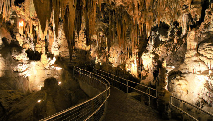 Bridge Passage for tourists in Luray Caverns in Virginia USA