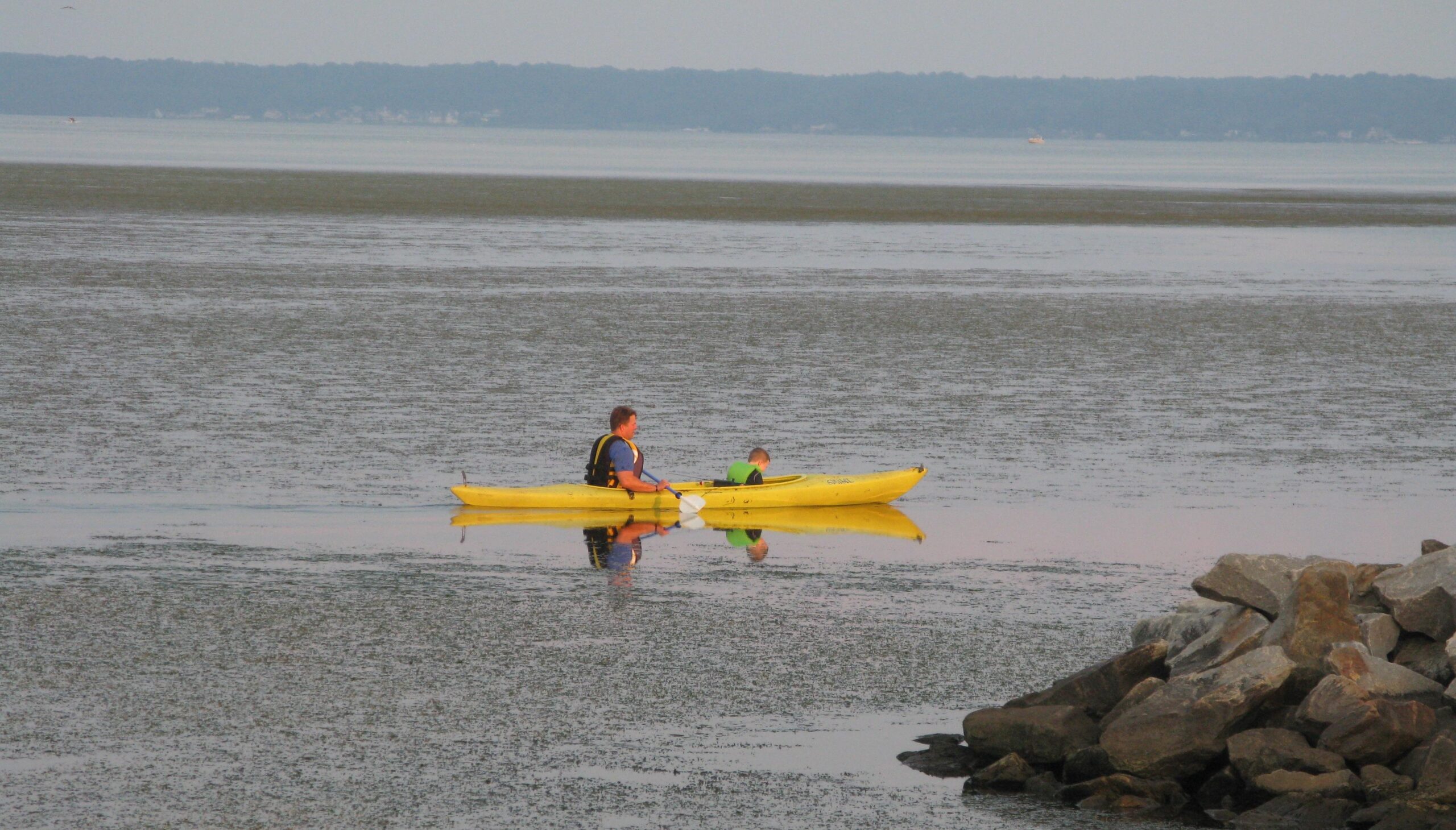 A father and his son in Aquia Landing Park in Stafford Viriginia